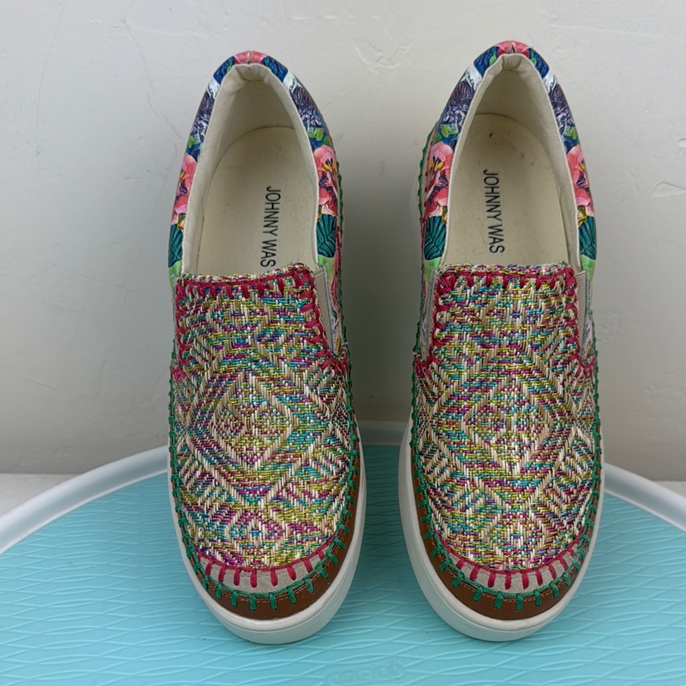Johnny Was Colorful Woven Slip-On Sneakers